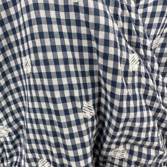 Madewell Blue White Faux Wrap Embroidered Gingham Check Midi Dress XXS Tie Waist - Picture 8 of 12